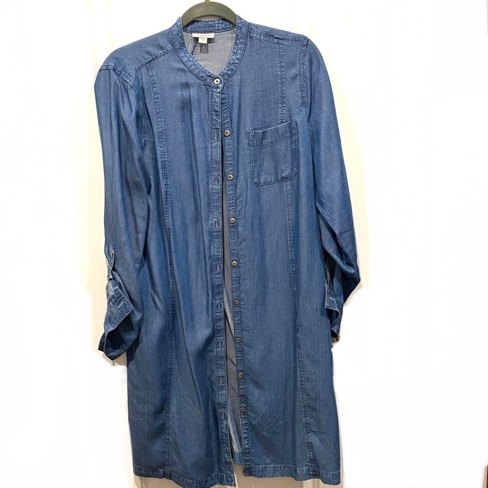 J Jill Lyocell Button down Demin Tunic - Picture 4 of 8